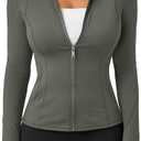 Trendy Queen Womens Lightweight Zip Up Jackets 2026 Athletic Workout Hoodies Spring Shirt Fitted Gym Clothes with Pocket
 (Green, L)