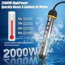 Portable Immersion Water Heater 2000W Upgraded Stainless Steel with Protective Guard Digital Display Thermostat Fast Heating Magnesium Oxide Technology for Above Ground Pool Bathtub Bucket RV Camping