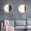 2 Set Circle Mirrors Wall Decor for Living Room Bedroom Bathroom Entryway Metal Round Mirror Mixed Size Ready to Hang Decorative Modern Boho Accent - Gold