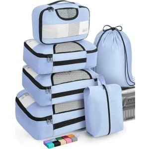 Veken 6 Set Packing Cubes, Travel Gifts for Women Mom, Carry on Suitcase Organizer Bags with Hanging Toiletry Bag and Large Laundry Bag, Travel Essentials Luggage Accessories for Cruise Ship