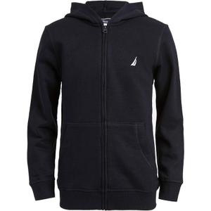Nautica boys Zip Up Hoodie Sweatshirt, Signature Logo Design, Kangaroo Pockets, Made With Lightweight Fleece (10-12, Navy)