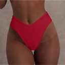 geluboao Women's Bikini Bottom Sexy V Cut High Cut Swimsuit High Waisted Bathing Suit Bottoms (Red, M)