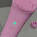PRITECH Facial Cleansing Brush, Rechargeable Silicone Face Scrubber with Heat Massage End, Vibrating Exfoliator Scrubber for Deep Cleaning, Waterproof Face Brush for Women and Men (Pink)