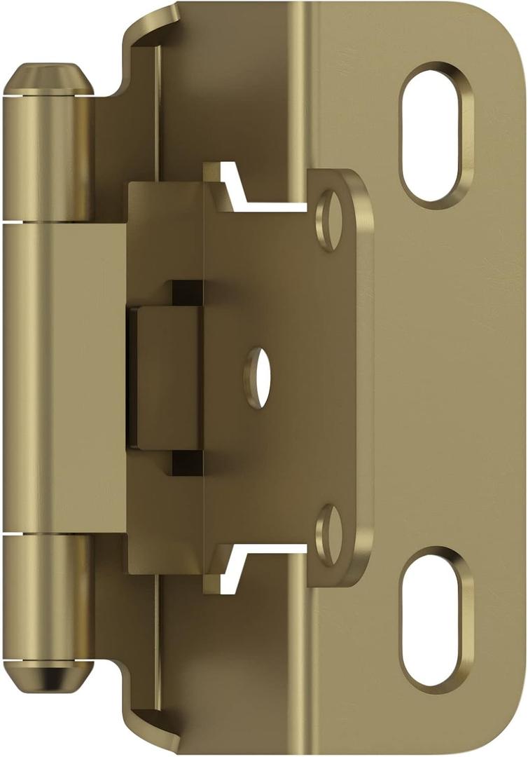Amerock BPR7550BBZ Cabinet Hinge 1/2 in (13 mm) Overlay Self Closing Partial Wrap Golden Champagne Kitchen Cabinet Door Hinge 1 Pair/2 Pack Functional Hardware