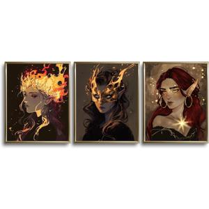 TwoDays Romantasy Books Merch Poster, Lady Death Inspired Wall Art Prints for Bookish Gifts, Fantasy Novel Merchandise for Book Lovers Booktok. (8" X 10", Set of 3, UNFRAMED)