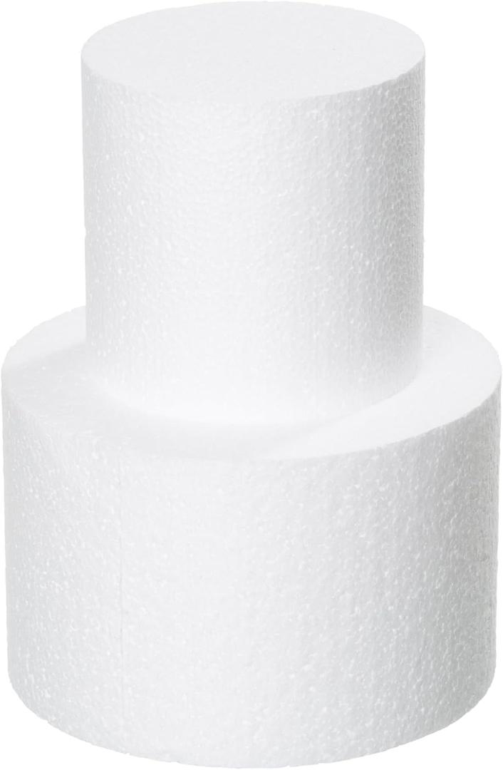 2 Tiers 4" 6" Fake Cake 4 Inch Tall Fake Birthday Cake Rounds Styrofoam Cake Dummies Set for Birthday, Wedding, Baby Shower Display
