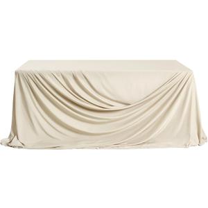 Ling's moment Cappuccino Wedding Table Cloths in Premium Crumpled Velvet, 9ft x 11ft, Fits 4ft/6ft Rectangular/Round Sweetheart&Head Table for Wedding Reception, Bridal Shower, Birthday Decoration