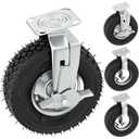 10 inch Casters Wheels, Heavy Duty Casters Set of 4 Load 1300lbs with Brake, Locking Swivel Plate Caster, Industrial Castor Wheels for Workbench, Cart, Trolley, Wagon and Shelves
