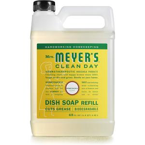 MRS. MEYER'S CLEAN DAY Liquid Dish Soap Refill, Biodegradable Formula, Honeysuckle, 48 fl. oz (48 Ounce (Pack of 1))
