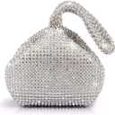 JIAN YA NA Fashion Women Bridesmaid Lady Girl Bride Evening Clutch Bag for Prom Cocktail Party Wedding Engagement (A Small Silver)