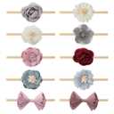 Baby Girls Nylon Elastic Headband Soft Flower Hair Band For Toddler Infant Newborn Set Of 10