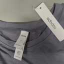 ODODOS Women's PeachSoft Relaxed Fit Cropped T-Shirt, Short Sleeve Crew Neck Casual Lounge Top, Grey Blue, Small