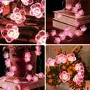 Cherry Blossom Flower String Lights for Bedroom, Pink Fairy Lights Battery Operated with Remote & 8 Modes & Timer, 10ft 30 LED Waterproof String Light Indoor Outdoor for Wedding Home Christmas Decor