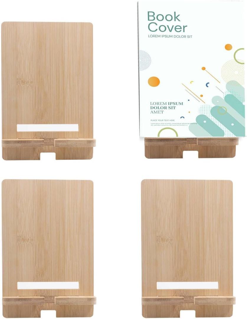 4 PCS Bamboo Book Stand for Display, Book Holder Easel Stand, Lightweight Bookstand for Album, CD, Magazine, Comic, Postcard, Picture, Phone, Artworks (4pcs)