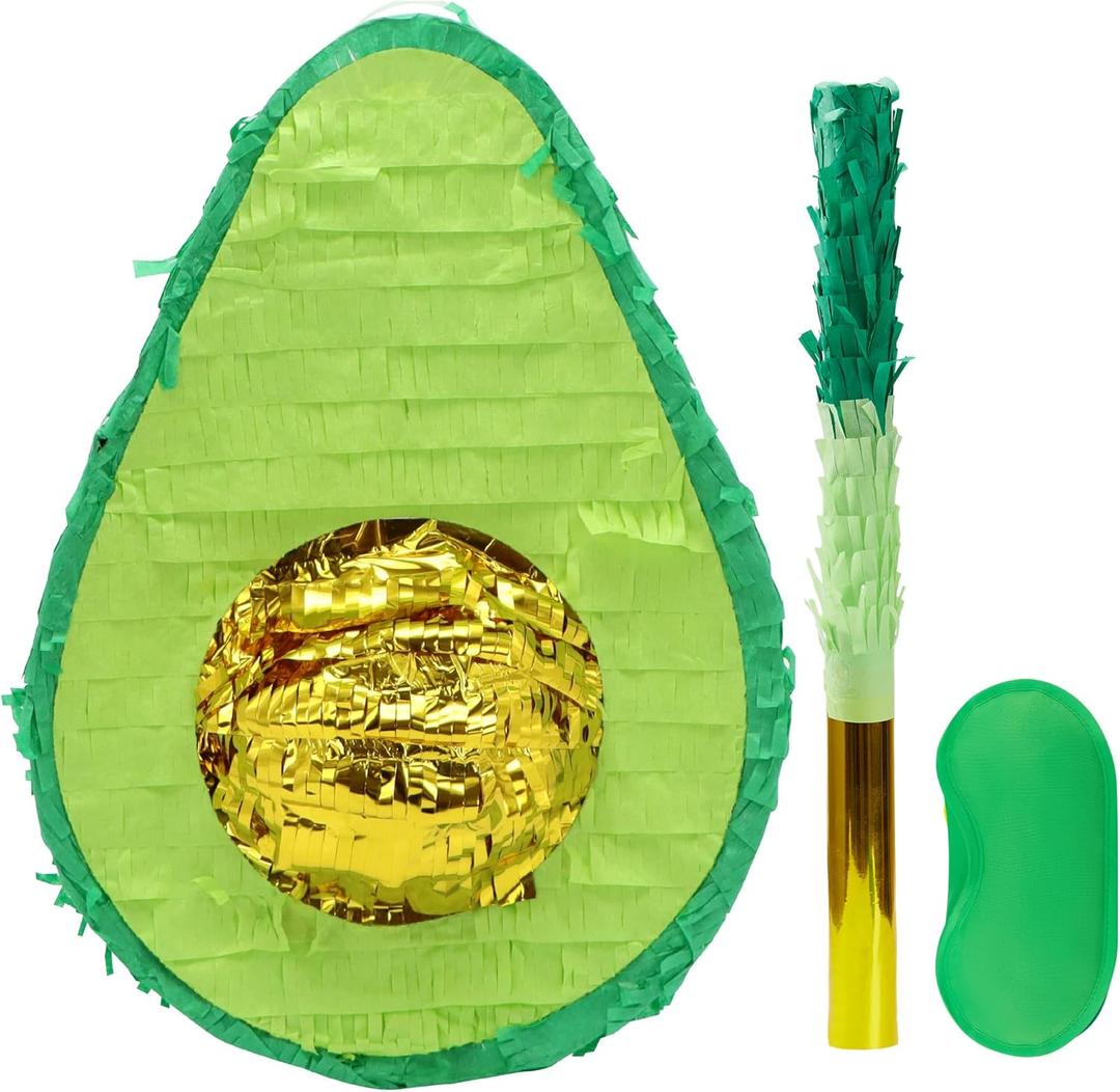 Cinco De Mayo Avocado Pinata for Kids Birthday Party,(15 x 10.75 in.) for Fun Fiesta Taco Party Supplies, Mexican Theme Decoration, Carnivals Festivals, Taco Tuesday Event
