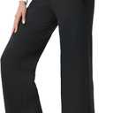 HOTSUIT Fleece Lined Wide Leg Yoga Pants for Women with Zipper Pockets, High Waisted Sweatpants Winter, Thermal Work Slacks (Black, XL)