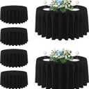 sancua Black Round Tablecloth 108 Inch Diameter, 6 Pack - Circle Polyester Fabric Table Cloth for Wedding Party Reception Banquet Birthday, Washable Formal Table Cover (Fit 42-96 Inch Tables)