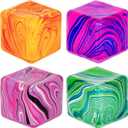 4Pack Puffwize Veined Cube Squishy Toy, Stress Relief and Anxiety Fidget Toy, Ice Cube Squishy Sensory Toy for Kids Youth Adults, Medium 1.97" Squishy Cube for Handheld Stress Relief4Pack