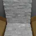 SUNWINGS Peel and Stick Mosaic Natural 3D Stone Self Adhesive Tiles, 12" x 11" 5-Sheet Stick on Backsplash for Kitchen Bathroom Fireplace Vanity, Mixed Gray