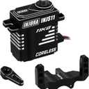 INJORA Coreless High Torque Micro Servo with Mount and Servo Horn for SCX24 C10 JLU Bronco Axial 1/24 RC Crawler Car Upgrade Parts (Black)