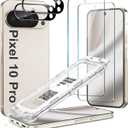 3 x 2 Pack Screen Protector Compatible with Pixel 10 Pro 5G - 2 Tempered Glass Camera Lens Protector Accessories - Auto-Dust Removel - Bubble Free - Military Grade Shatterproof (for PIXEL 10 PRO-6.3 Inch)