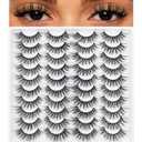False Eyelashes 20 Pairs Long Lashes 14-18mm Wispy Lashes Faux Mink Lashes 14mm 3D Fluffy Cat Eye Lashes style 20-066)