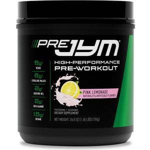 JYM Supplement Science Pre JYM Pink Lemonade Pre Workout Powder for Men & Women, BCAAs, Nootropics, Creatine HCI, Citrulline, Beta-Alanine, Betaine, Taurine, Huperzine, 30 Servings (EXP 07/17/27)