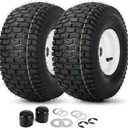 (2 Pack) 15x6.00-6 Tubeless Tire and Wheel, 3" Offset Hub, 3/4" Bearing, 4 Ply, 15x6-6 Lawn Mower Front Tires, Compatible with 100 and 300 Series John Deere Riding Mower, Lawn Tractor and More