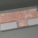 Wireless Keyboard and Mouse | Cute Colorful Keyboard and Mouse with 2.4GHz Cordless Retro Typewriter Keyboard | Auto-Sleep | USB Receiver for Windows PC/Laptop - Pink