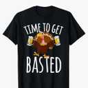 Time to Get Basted Funny Beer Thanksgiving Turkey Gift T-Shirt Size M