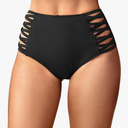 Women High Waisted Bikini Bottoms Tummy Control Swimsuit Bottoms Strappy Swim Bottom L