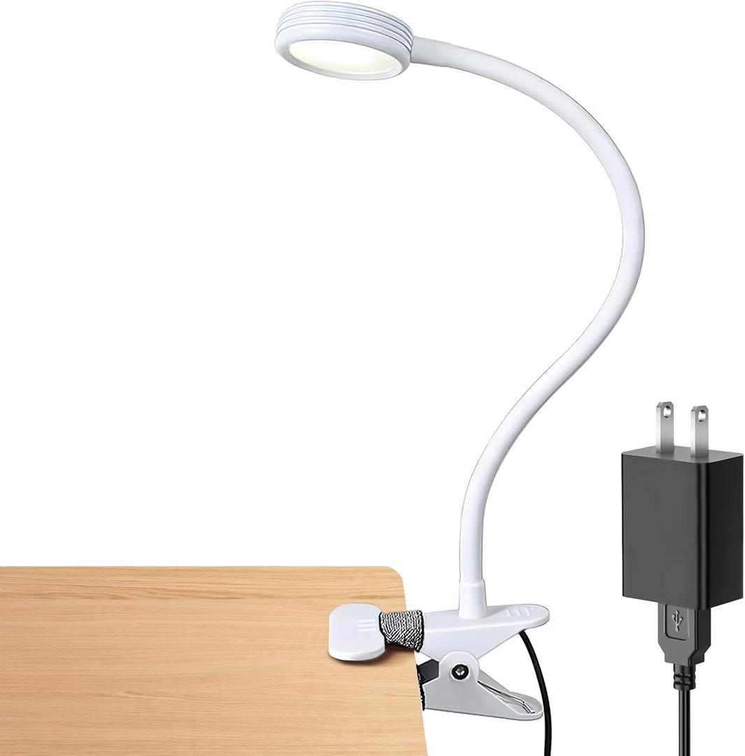 LEPOWER Clip on Light / Book Light / Reading Light with 2 Color Changeable/ Night Light Clip on for Desk, Bed Headboard and Computers (White)