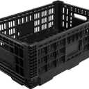 Collapsible Storage Bin Containe，52 Liter Transferheavy duty Black plastic storage box,milk crates heavy duty Transit storage (1)