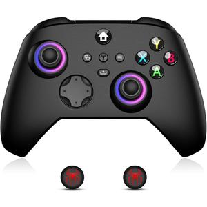 VidPPluing Controller for Xbox, Xbox One, Xbox One X|S, Xbox Series X|S, 2.4GHz Wireless Controller with RGB Light, Turbo Function and Motion Sensor, Thumb Caps Included - Black 
