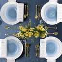 PLASTICPRO 128 Pack Plastic Dishes Set of 64-10 inch Plates and 64-7 inch Plates, Elegant Translucent Blue Disposable Fancy Tableware Premium Heavyweight