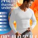 3 Pack Men's Big and Tall Thermal Shirts Cotton Fleece Lined Long Sleeve Ribbed V Neck Sweater Casual Layer (XXXL)