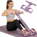 Pedal Resistance Band with Handle, 6-Tube Multifunction Stretching Workout for Abdomen Waist Arms Legs Training (Purple)