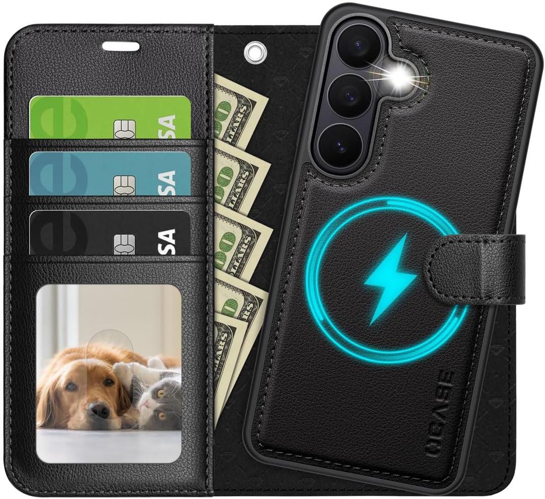 OCASE for Samsung Galaxy S26 Detachable Wallet Case with Card Holder, [2 in 1] PU Leather Flip Folio Case with RFID Blocking Stand Wrist Strap Shockproof Phone Cover 2026, Litchi Black