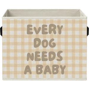 Dog Nursery Storage Bins with Handles, Every Dog Needs a Baby Shower Reveal Foldable Collapsible Storage Basket Organizer for Newborn Boys Girls Room Bedroom Bathroom Books Clothes
