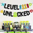 Level 11th Unlocked Sign Banner Happy 11th Birthday Level Up Eleventh Bday Party Decorations for Video Game Controller Themed Teen Birthday Event Celebration Supplies Double Sided