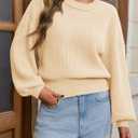 Saodimallsu Womens Batwing Long Sleeve Sweaters Casual Crewneck Loose Chunky Knit Fall Pullover Tops (Beige, M)