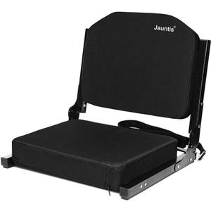 Stadium Seats for Bleachers, Bleacher Seats with Ultra Padded Comfy Foam Backs and Cushion, Wide Portable Stadium Chairs with Back Support and Shoulder Strap (Regular - 16.9"W x 13.2"D x 15.4"H, Black)