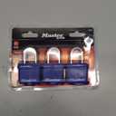 Master Lock 312TRI Laminated Padlock with Key & Thermoplastic Shell, Blue, Pack of 3 Keyed-Alike, 1-9/16-inch