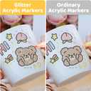 24-Color Glitter Acrylic Marker Pen, Glitter Metallic Shimmer Marker, Water-based Ink Glitter Pens for Rocks Egg DIY Crafts Making