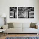 KREATIVE ARTS - UNDER THE PIER Premium Canvas Art Print Black and White Large Seascape Wall Art Deco Canvas Picture Stretched on Wooden Frame as Modern Gallery Artwork, Brige Pier 16x24inchx3pcs