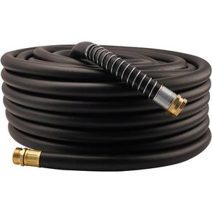 WiseFlow Garden Hose 100FT x 3/4", Heavy Duty Rubber Hose, Water Hose with Five Layered Braiding, Male Female Fittings, 1000PSI Burst, 300PSI Working (Black)