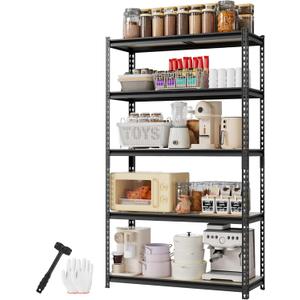 WORKPRO 5-Tier Storage Shelf, 72" H Heavy Duty Adjustable Garage Shelving Unit 2180LBS Capacity, for Basement, Kitchen, Pantry, 27.6Wx11.8Dx60H, Black