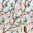 NINETREX Window Privacy Film, Stained Glass Window Film Cling, Pink Blossom Rainbow Vinyl Static Stickers, Blocks Heat & UV Non-Adhesive for Home Door (Peach Blossom,17.5 x 78.7inch)