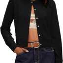 LTSCNRM Women's Lightweight Ribbed Soft Knit Round Neck Cardigan Sweater Classic Open Front Jacket with Buttons Casual (Large, Black)
