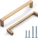 10 Pack 5 Inch(128mm) Cabinet Pulls Square Champagne Bronze Kitchen Cabinet Handles Kitchen Cabinet Hardware Gold Drawer Pulls for Dresser Cupboard Wardrobe (5"/128MM Hole Center)